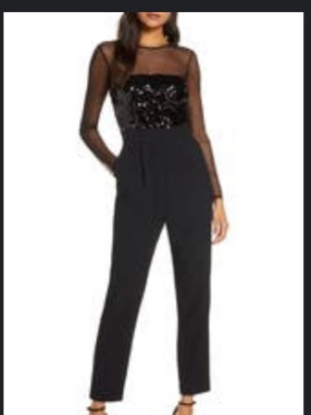 NWT Vince Camuto Sequin Bodice
Long Sleeve Jumpsuit